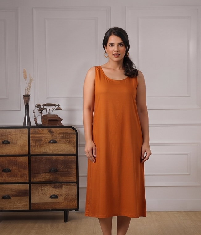 Carrot-Nighties Sleeveless-Plain-front