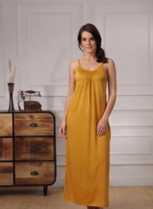 Mustard-Bra Nighty Plain-front