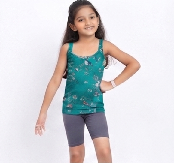 Peacock green-Jasmine Junior Print-front