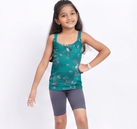 Peacock green-Jasmine Junior Print-front