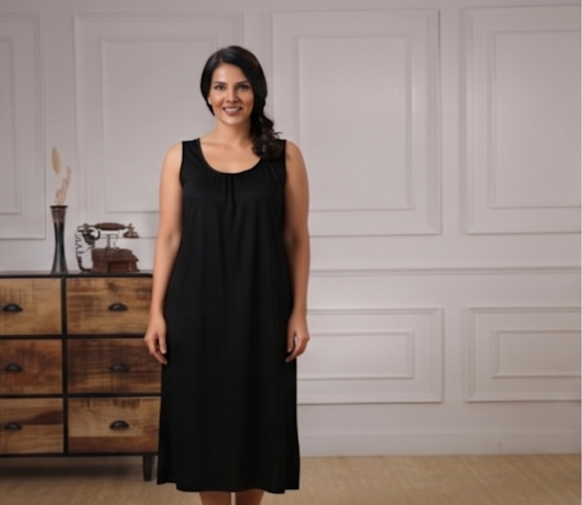 black-Nighties Sleeveless-Plain-front