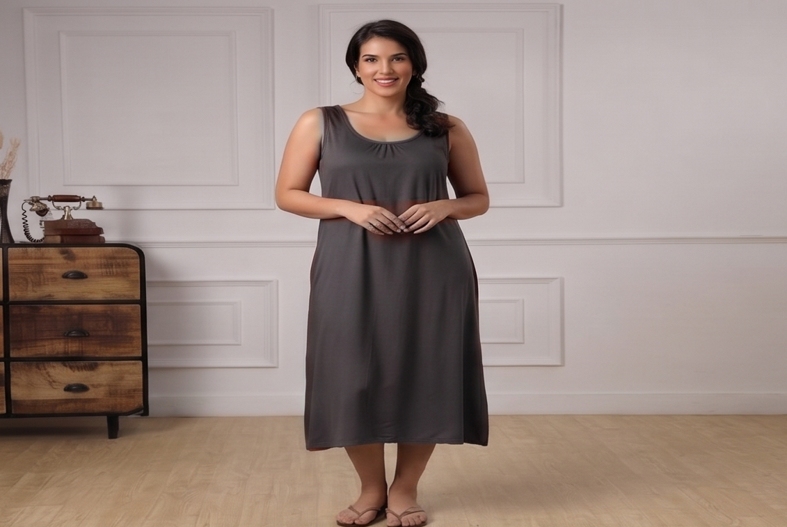 gun powder-Nighties Sleeveless-Plain-front