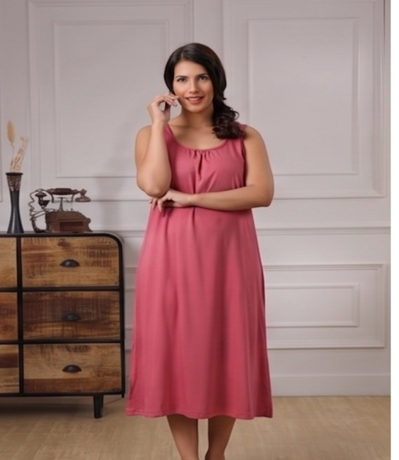 pink-Nighties Sleeveless-Plain-front
